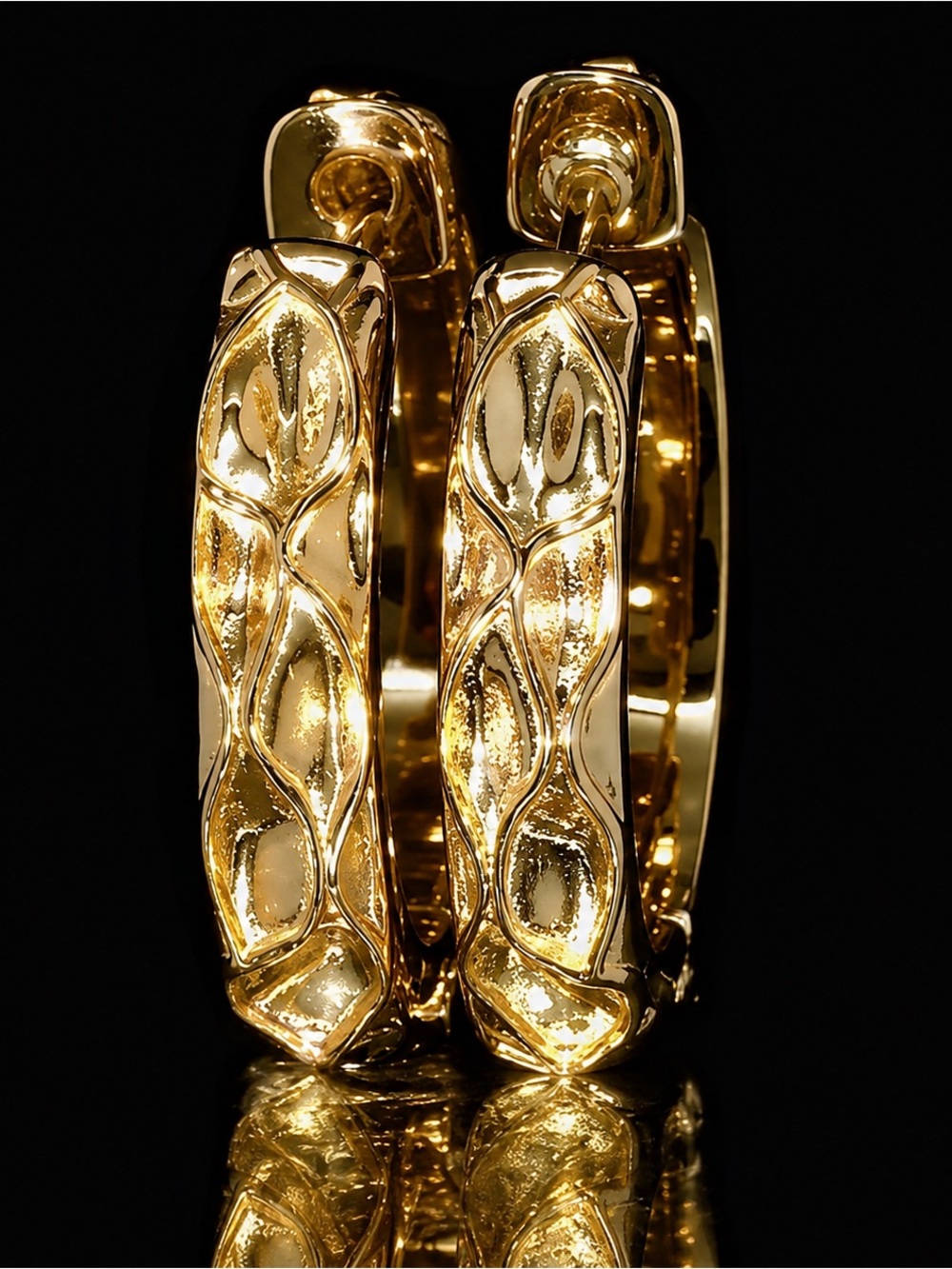 Sand Texture Hoop Earrings in 18K Vermeil Yellow Gold Over Sterling Silver